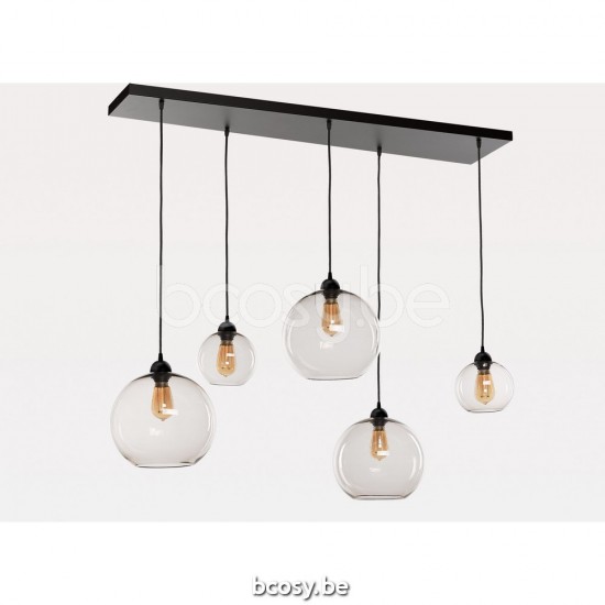 Marckdael pendel Seattle-Seatle Marckdael 1588-PL5-NE-GLOBE-TOPAZ-2KL-3GR Contemporal zwart pendel H max 100cm VVD VDV Verlichting van Dijck.