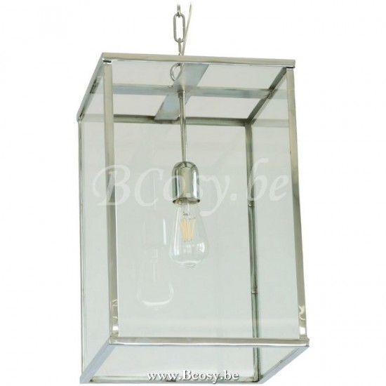 Leuchtenreich Vitrine Lantern 1L Pendelleuchte 1-flammig nickel gebürstet Rustikale Pendelleuchten.