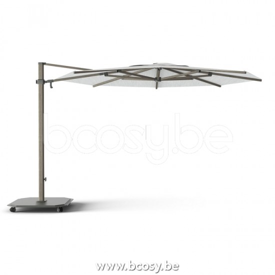 Jardinico JCP303 Ø350 Runder Freiarmschirm Strukturiertes Cappuchino Aluminium Mast Stoff Ice Sunbrella Plus Marine.