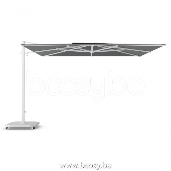 Jardinico JCP401 370x370 Quadratischer Freiarmschirm Weisser Mast Stoff Onyx Sunbrella Plus Marine.