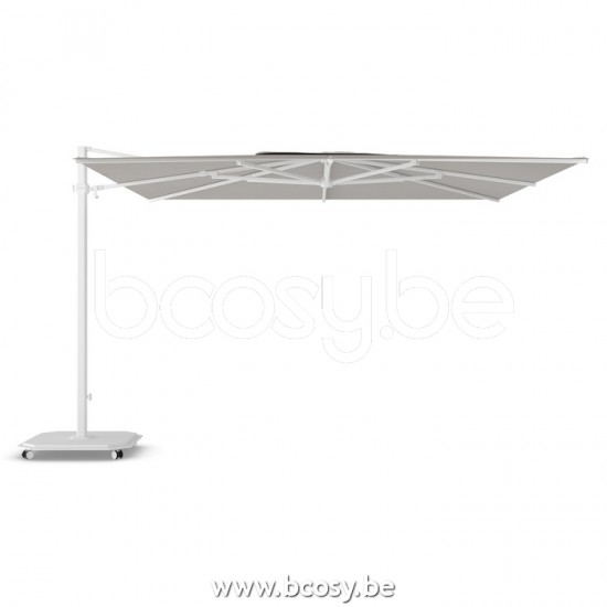 Jardinico JCP401 370x370 Quadratischer Freiarmschirm Weisser Mast Stoff Umber Sunbrella Plus Marine.