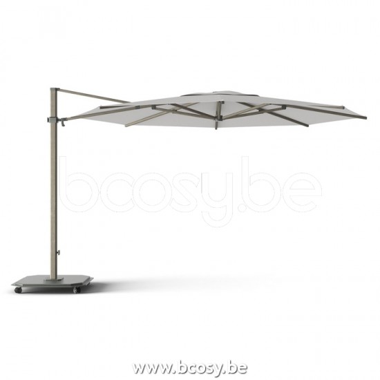 Jardinico JCP403 Ø400 Runder Freiarmschirm Strukturiertes Cappuchino Aluminium Mast Stoff Mooncrest Sunbrella Plus Marine.