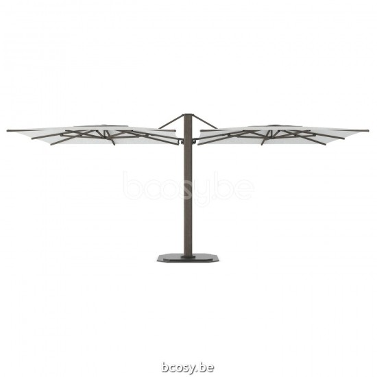 Jardinico JCP601 2x300x300 Doppelter Quadratischer Dual Zentralmastsonnenschirm Strukturiertes Cappuchino Aluminium Mast Stoff Ice Sunbrella Plus Marine.