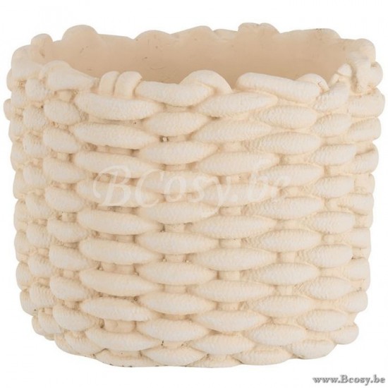cachepots de fleur Jolipa Jline Cache Pot Imitation Corde Ciment Beige Medium