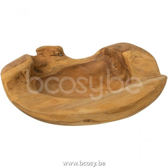 J Line Jline Dish Igor Irregular Teak Wood Natural Medium bowls round dish