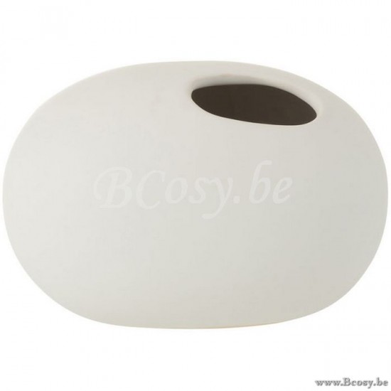 vases Jolipa Jline Vase Ovale Ceramique Blanc Mat Small
