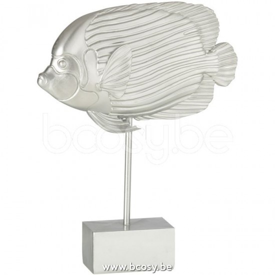 poissons sur base statuettes Jolipa J Line Jline Poisson Tropical Pied Resine Argent