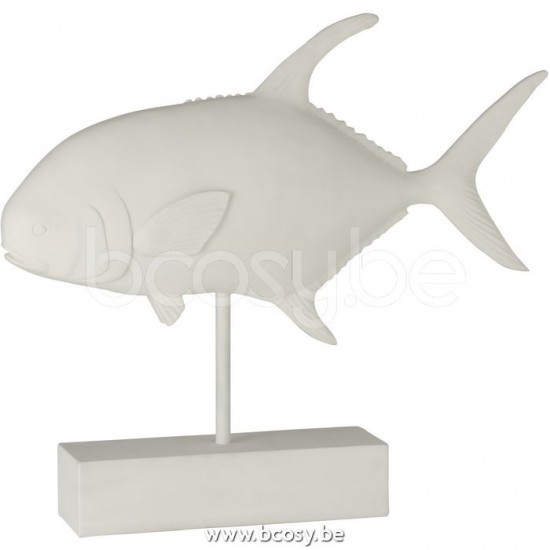 poissons sur base statuettes Jolipa J Line Jline Poisson Sur Pied Resine Blanc