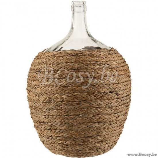 J Line Jline Bottle Covered Grass Glass Natural Large
