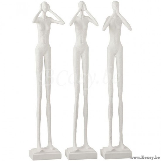 rien vu rien entendu rien dit statuettes Jolipa Jline Figure Entendre Voir Se Taire Resine Blanc Assortiment De 3