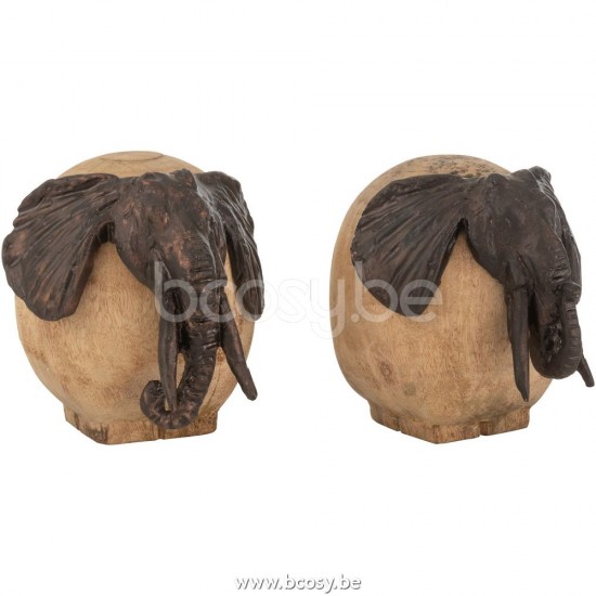Jline Elephant Wood Aluminium Natural Bronze Assortiment De 2