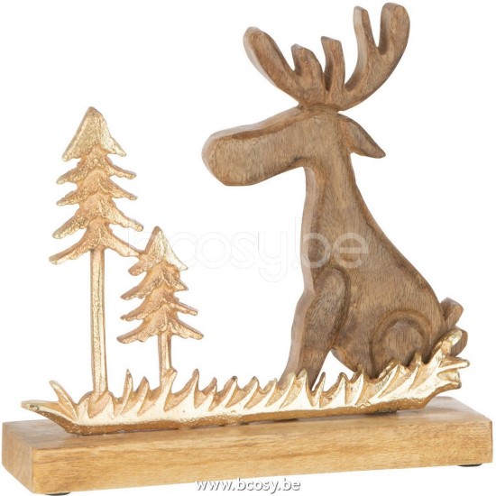 elans leopards de noel Jolipa J Line Jline Elan Avec Sapin Bois Aluminium Or Small