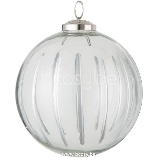 boules de noel Jolipa J Line Jline Boule De Noel Lignes Verre Transparent Argent Large