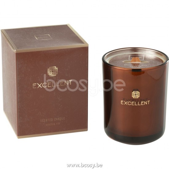 bougies parfumées Jolipa J Line Jline Bougie Parfumee Excellent Siberia Fir Brun Medium 80 Heures