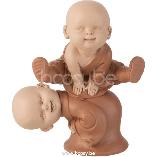 frères Moines statuettes Jolipa J Line Jline Moine Saut Polyresine Brun