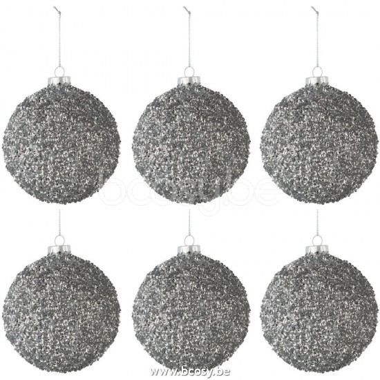 boules de noel Jolipa J Line Jline Boite De 6 Boules De Noel Paillettes Verre Fume Gris Small