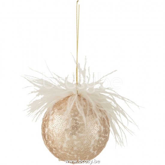 boules de noel Jolipa J Line Jline Boule De Noel Paillettes Plumes Saumon
