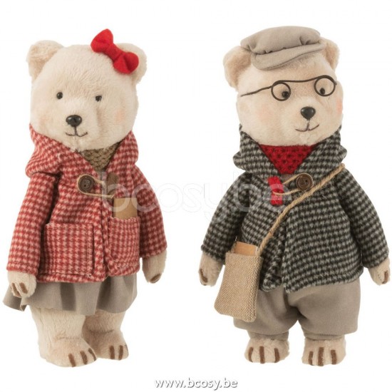 ours en peluche peluches Jolipa J Line Jline Ours Debout Garcon Fille Textile Gris Rouge Small Assortiment De 2