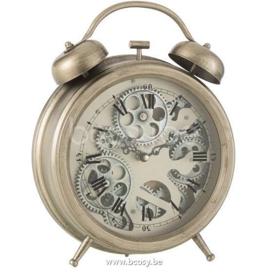 horloges de table Jolipa J Line Jline Reveil Chiffres Romains Mecanisme Metal Argent Medium