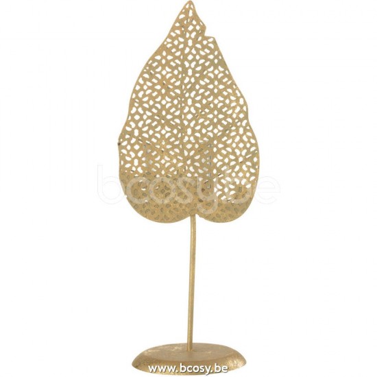 Jline Candelero Hoja Metal Oro Small