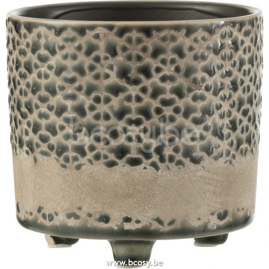 cachepots de fleur Jolipa J Line Jline Cachepot Mosaique Ceramique Gris Bleu Small