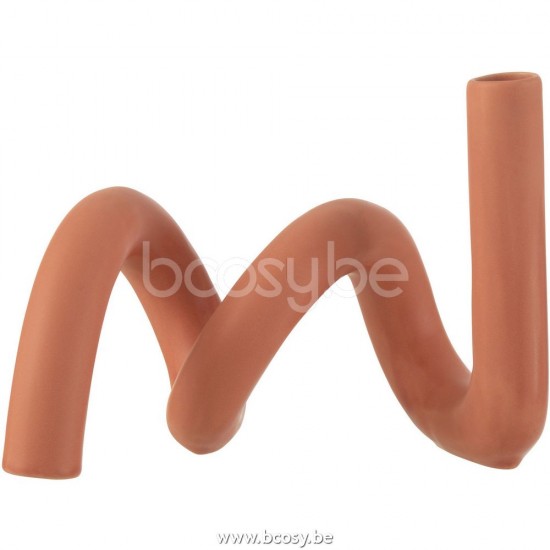 J Line Jline Candle Holder Twist 1Candle Ceramic Orange candleholders candle holders candlesticks