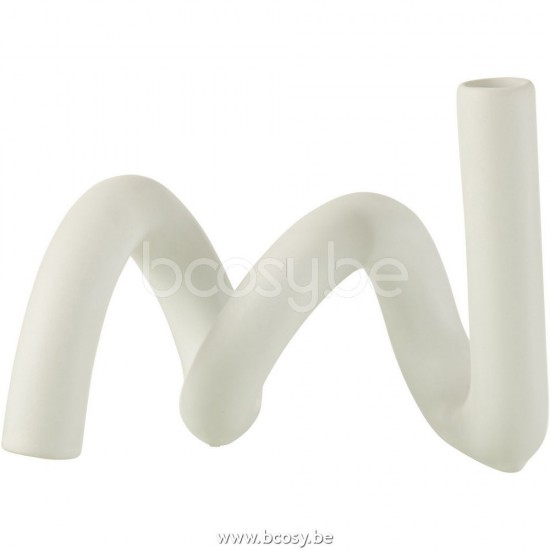 J Line Jline Candle Holder Twist 1Candle Ceramic White candleholders candle holders candlesticks