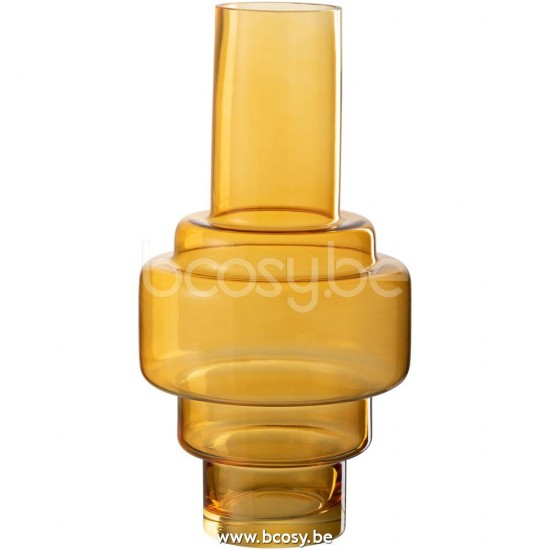 J Line Jline Vase Rino Glass Ochre Large