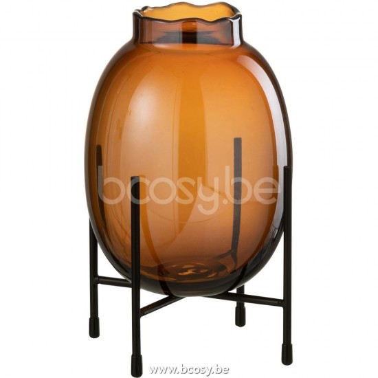 vases Jolipa J Line Jline Vase Sur Pied Verre Marron Small