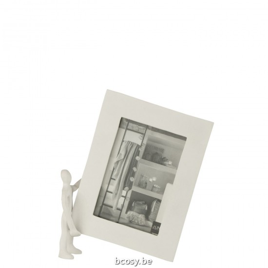 J Line Figure With Photoframe Aluminium White Large single photo frames.