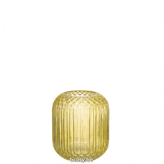 J Line Vaso Dritto Taglio Vetro Giallo Small Jarrón Recto Vidrio Amarillo Small.