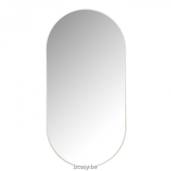 J Line Mirror Oval Glass Metal White Mirror Oval Glass Metal White.
