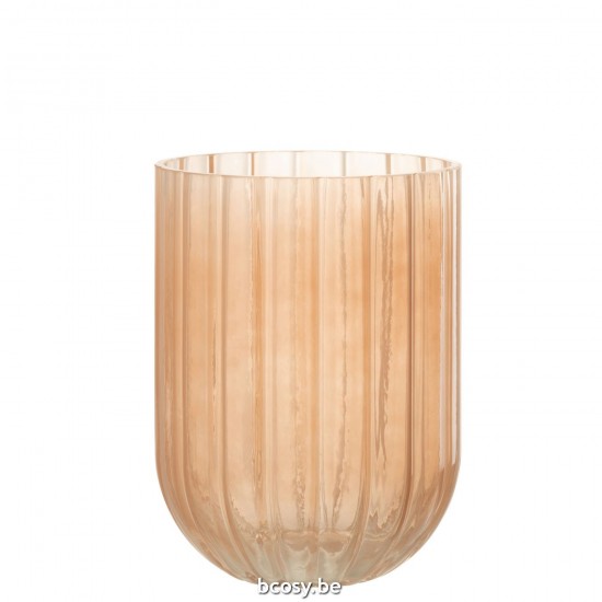 J Line vases Jolipa Vase Yoni Lignes Verre Peche Medium.