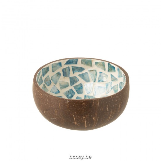 J Line bols Jolipa Bol Coconut Mosaique Noix De Coco Coquillage Bleu.