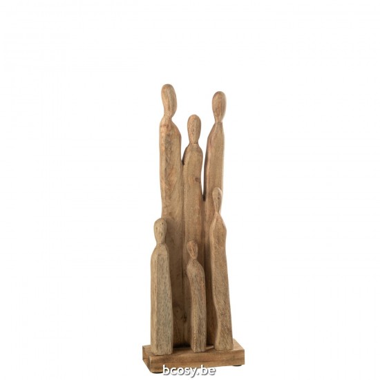 J Line personnes statuettes Jolipa Groupe Personnages Bois Naturel.