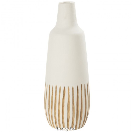 J Line Vaso Ying Legno Bianco Large Jarron Ying Madera Blanco Large.