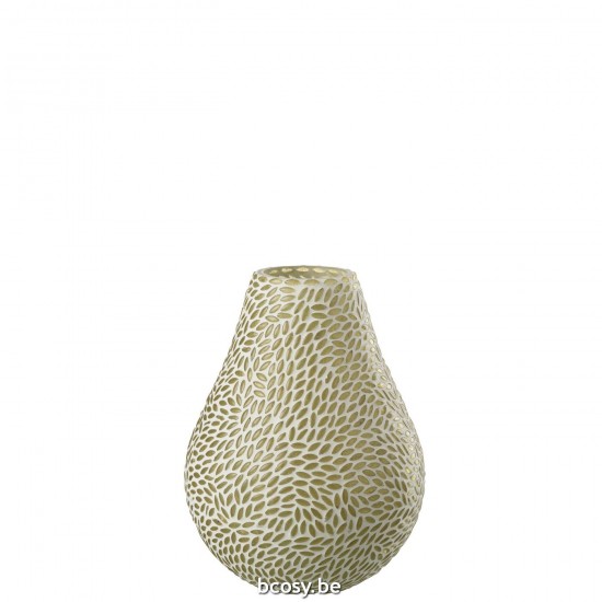 Jline Vaas Mozaiek Glas Groen Wit Medium.
