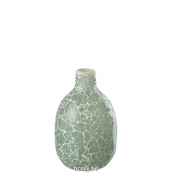 J Line vases Jolipa Vase Mosaique Rond Verre Vert Blanc Medium.