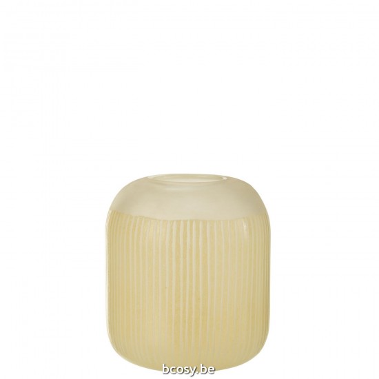 J Line Vaso Righe Vetro Giallo Chiaro Medium Jarrón Líneas Vidrio Amarillo Claro Medium.