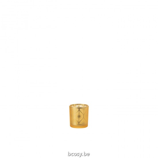 J Line Porta T Light Quadretti Fiori Vetro Giallo Small Portavelas Flores Romboides Vidrio Amarillo Small.