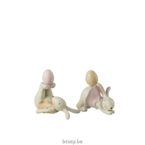 J Line lapins statuettes Jolipa Lapins Jeu Œufs Poly Mix Assortiment De 2.