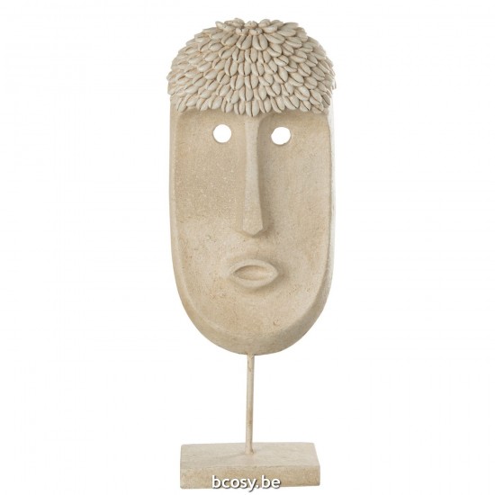 J Line Face Stand Ethnic Stone Resin Beige Large masks.