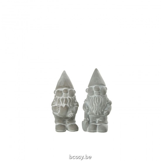 J Line lutins statuettes Jolipa Lutin Ciment Gris Small Assortiment De 2.