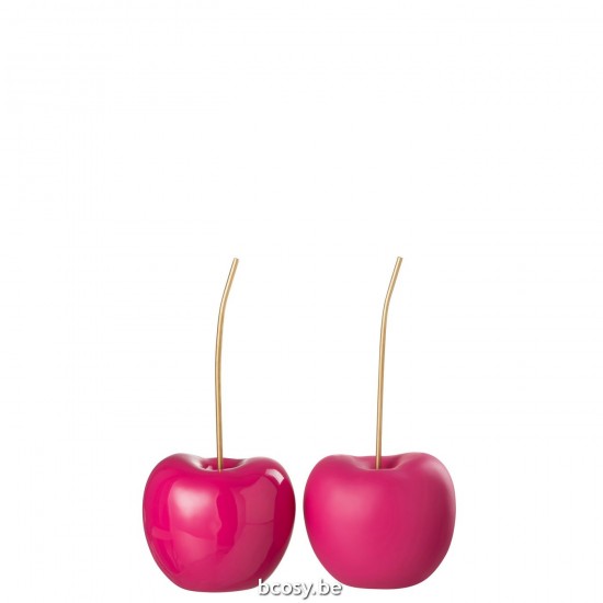 J Line cherises statuettes Jolipa Cerise Resine Brillant Mat Rose Small Assortiment De 2.