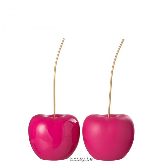 J Line Cherry Resin Shiny Matt Pink Large Assortment Of 2 cherry fruit cherries.