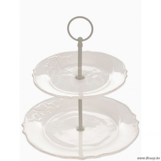 Jline Bandeja 2Niv Cor Cer 23X23X24Cm