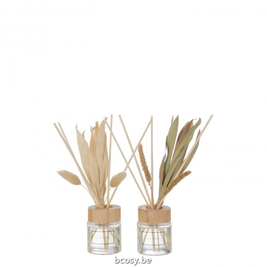 J Line Olio Profumo Fiori Vetro Verde Naturale Assortimento Di 2 Scented Oil Flowers Glass Green Natural Assortment Of 2.