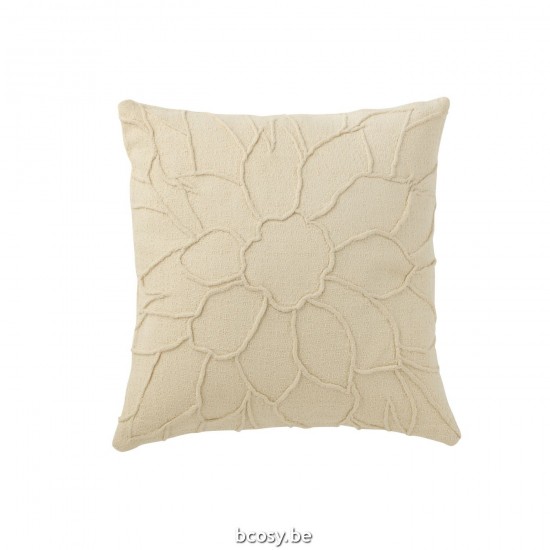 J Line Cushion Flower Textile White cushion.