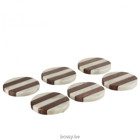 J Line 34192 Geschirr box of 6 coasters Decoratie Glas onderleggers Glas onderzetter onderzetter Desous de plat Accessori Per.