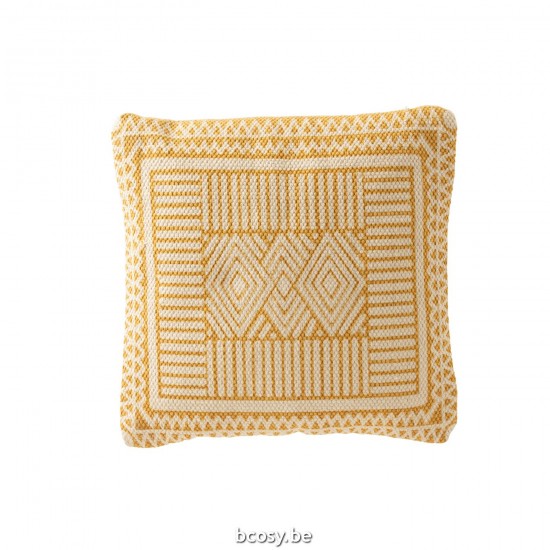 J Line Cushion Bali Cotton White Ochre cushion.